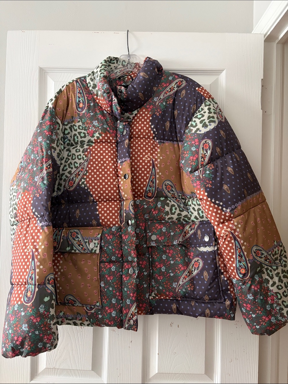 BDG by Urban Outfitters Mixed-Print Patchwork Puffer Jacket